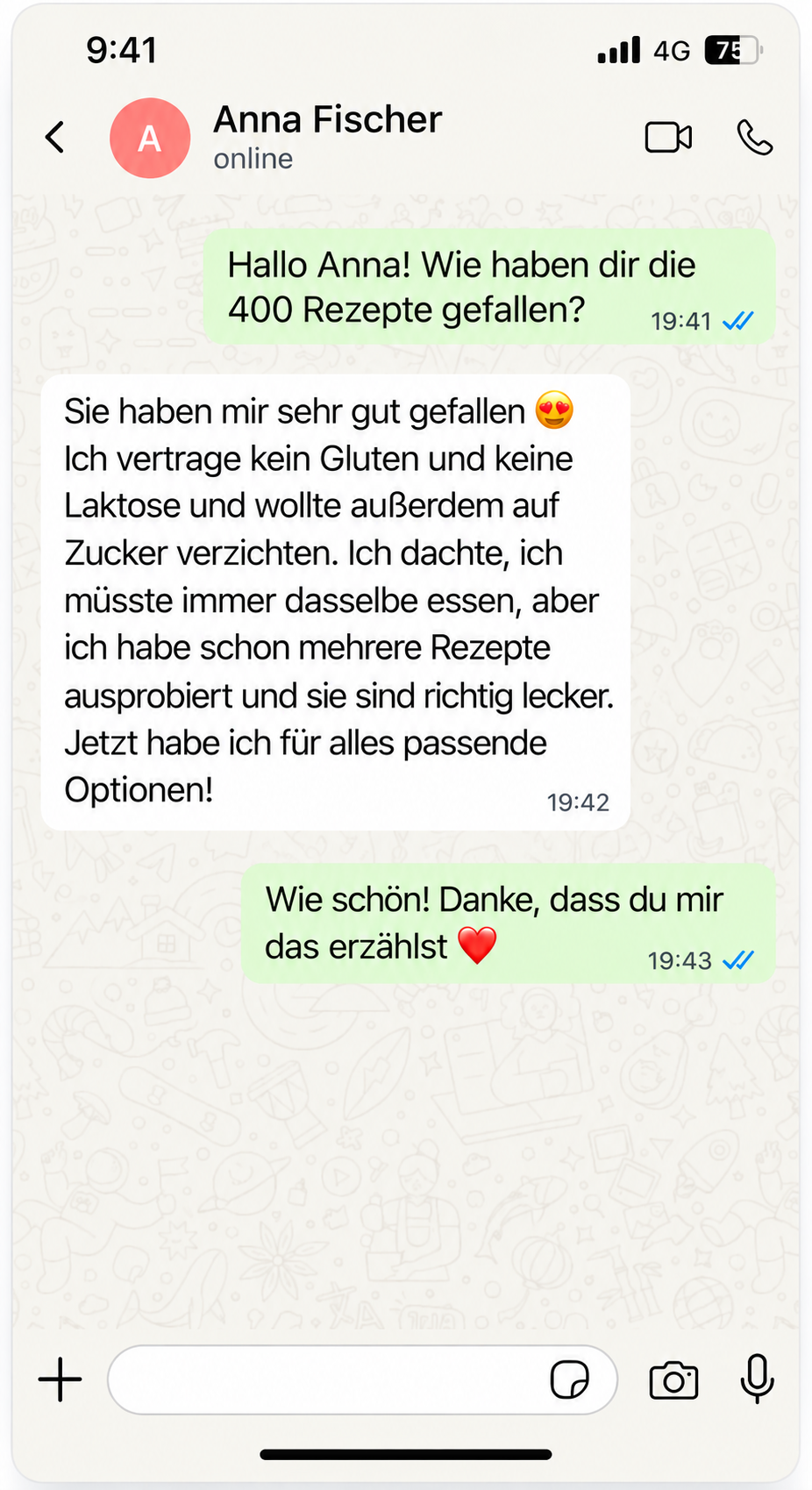 Nachricht einer Kundin