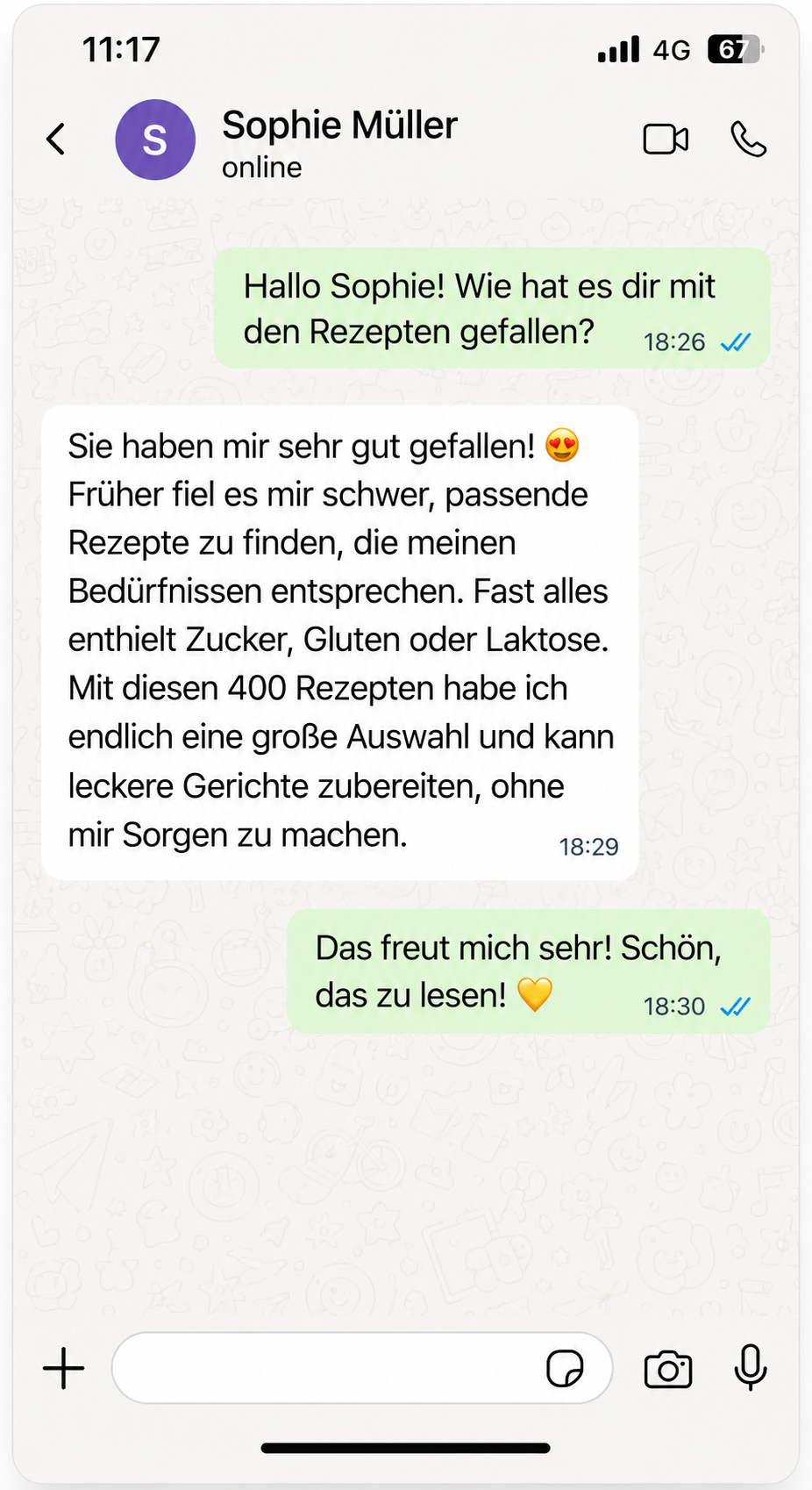 Nachricht einer Kundin