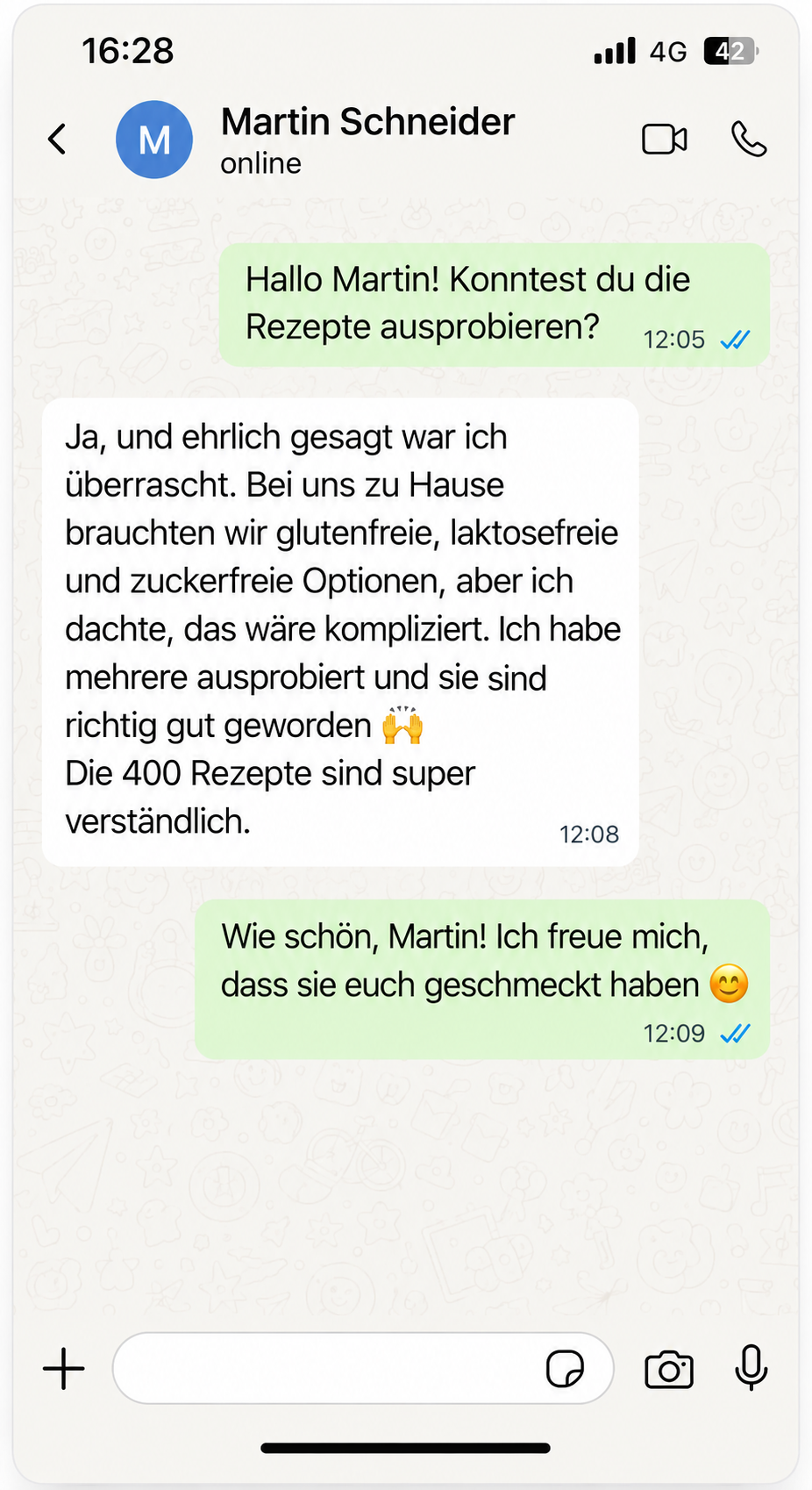 Nachricht einer Kundin